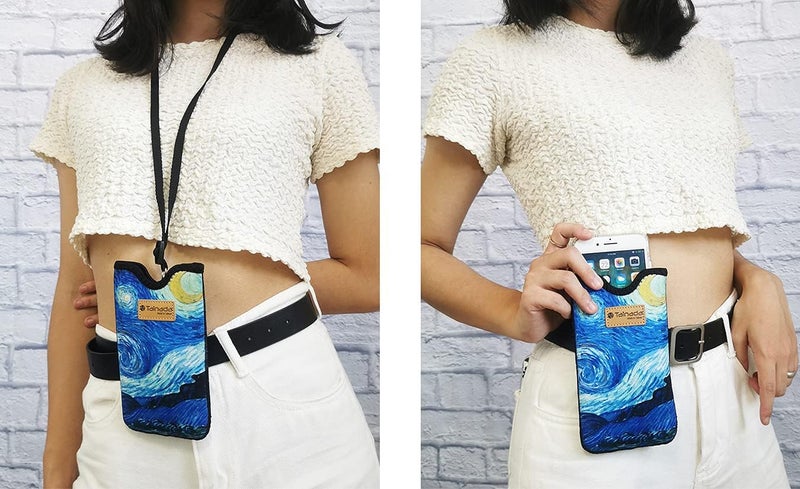 Tainada Neoprene Shockproof Cell Phone Sleeve Pouch Carrying Case for Men Women w/Neck Lanyard, Belt Loop Holster for iPhone 17/16 Pro Max, Air, 16 Plus, Samsung S25+, S24, Z Fold7 (Starry Night) - Image 2